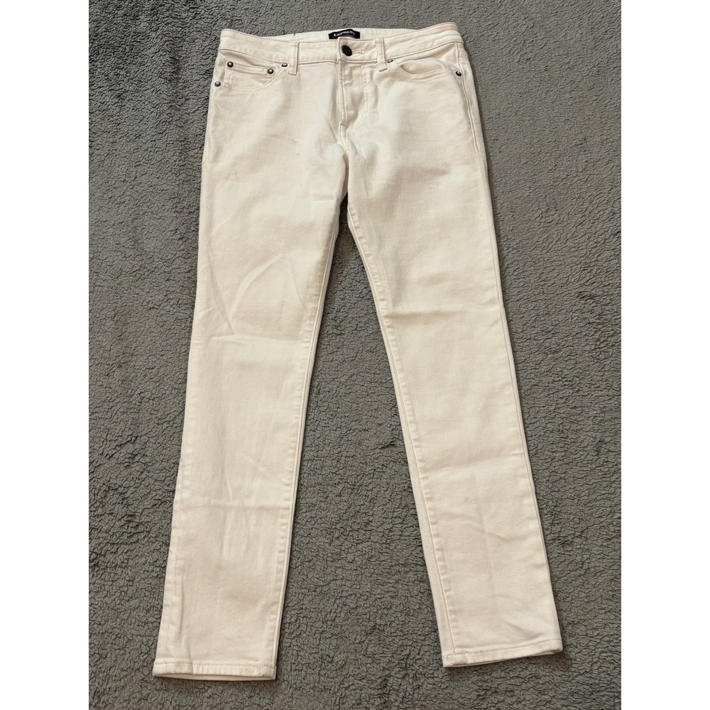Express Skinny Jeans Mens 29x30 Off White Cream Stretch Denim Pants